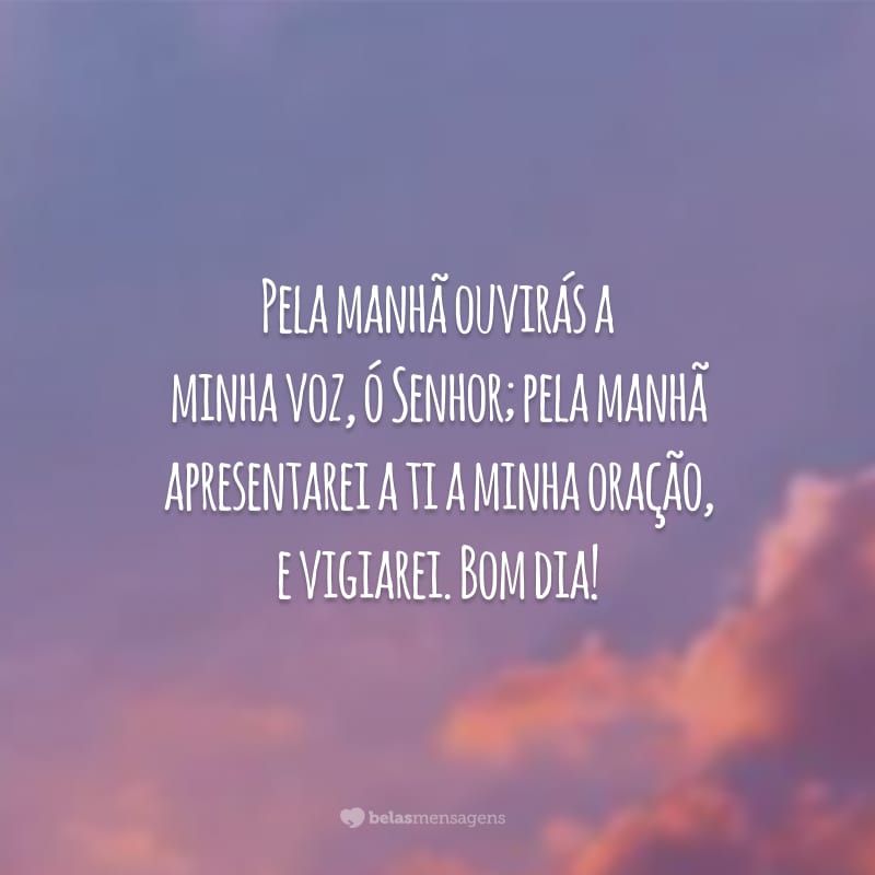 Pela manhã ouvirás a minha voz, ó Senhor; pela manhã apresentarei a ti a minha oração, e vigiarei. Bom dia!