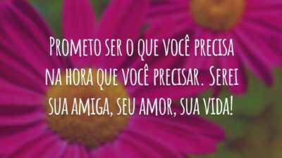 Prometo ser o que você precisa na hora que você precisar. Serei sua amiga, seu amor, sua vida!
