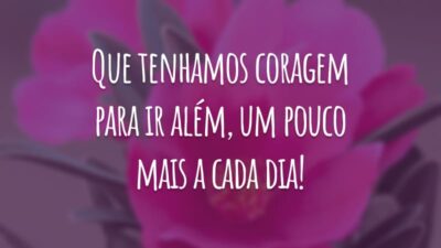 Que tenhamos coragem para ir além, um pouco mais a cada dia!