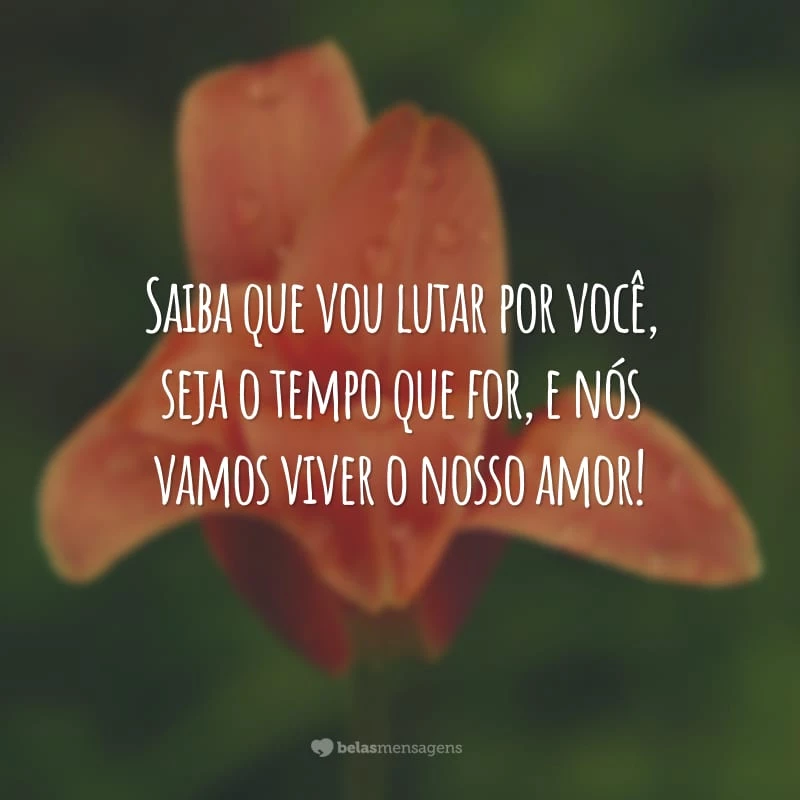 Saiba que vou lutar por você, seja o tempo que for, e nós vamos viver o nosso amor!