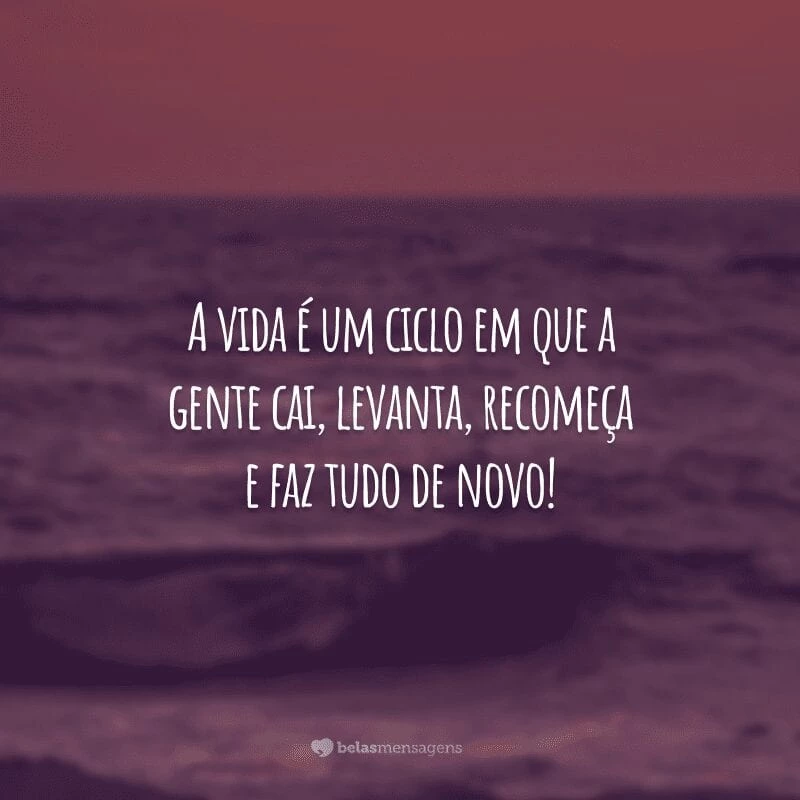 A vida é um ciclo em que a gente cai, levanta, recomeça e faz tudo de novo!