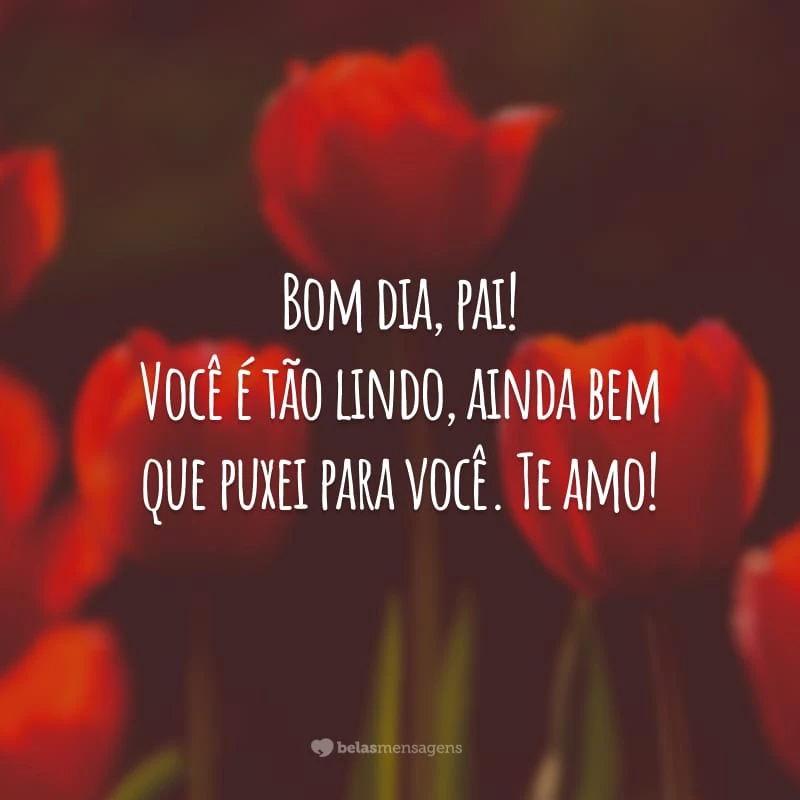 Bom dia, pai! Você é tão lindo, ainda bem que puxei para você. Te amo!