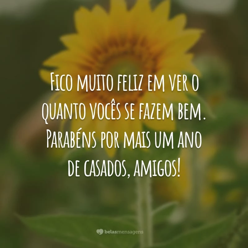 Fico muito feliz em ver o quanto vocês se fazem bem. Parabéns por mais um ano de casados, amigos!