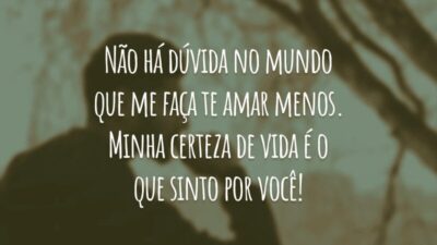 Não há dúvida no mundo que me faça te amar menos. Minha certeza de vida é o que sinto por você!