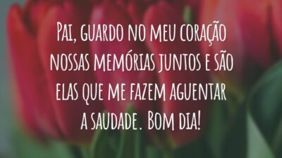 Pai, guardo no meu coração nossas memórias juntos e são elas que me fazem aguentar a saudade. Bom dia!