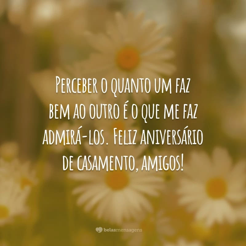 Perceber o quanto um faz bem ao outro é o que me faz admirá-los. Feliz aniversário de casamento, amigos!