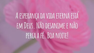 A esperança da vida eterna está em Deus. Não desanime e não perca a fé. Boa noite!