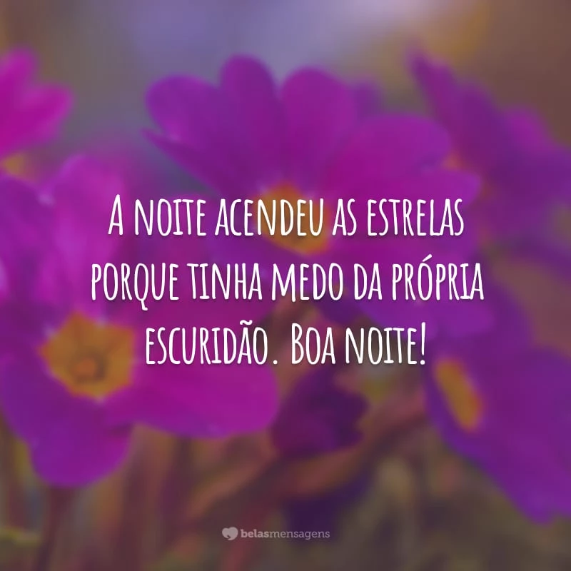 A noite acendeu as estrelas porque tinha medo da própria escuridão. Boa noite!