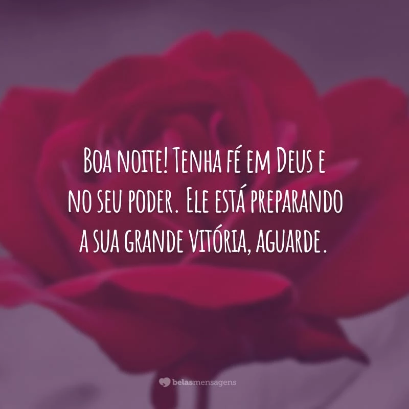 Boa noite! Tenha fé em Deus e no seu poder. Ele está preparando a sua grande vitória, aguarde.