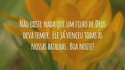 Não existe nada que um filho de Deus deva temer. Ele já venceu todas as nossas batalhas. Boa noite!