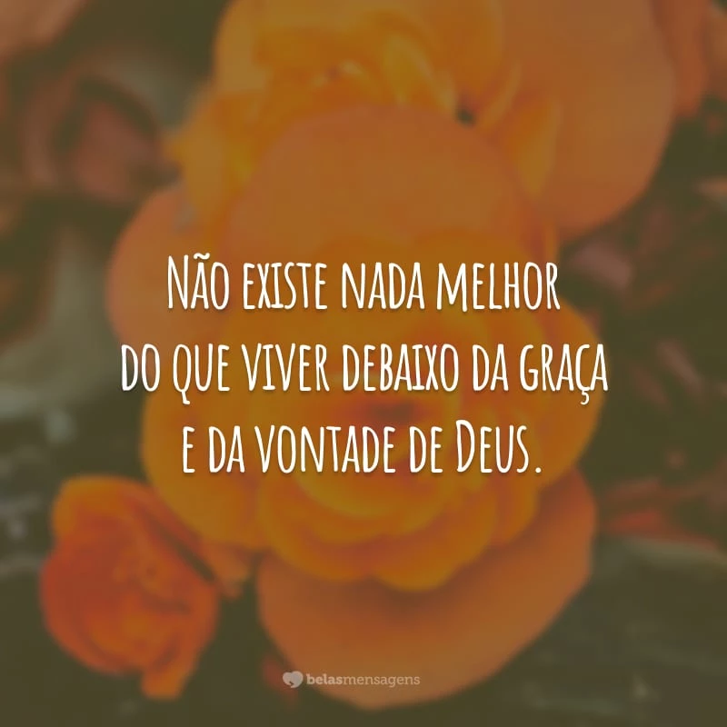 Não existe nada melhor do que viver debaixo da graça e da vontade de Deus.