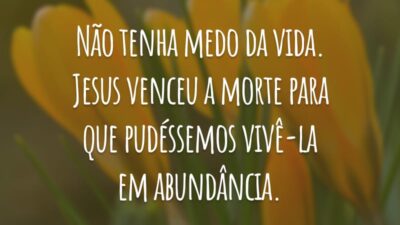 Não tenha medo da vida. Jesus venceu a morte para que pudéssemos vivê-la em abundância.
