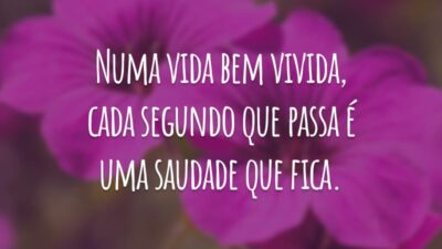 Numa vida bem vivida, cada segundo que passa é uma saudade que fica.