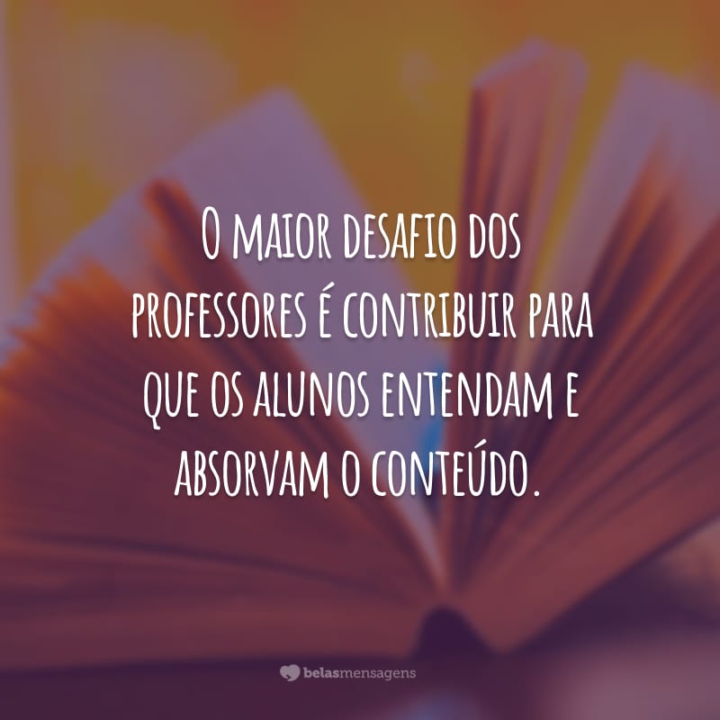 O maior desafio dos professores é contribuir para que os alunos entendam e absorvam o conteúdo.