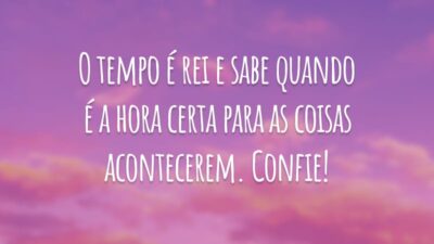 O tempo é rei e sabe quando é a hora certa para as coisas acontecerem. Confie!