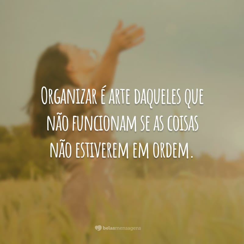 Organizar é arte daqueles que não funcionam se as coisas não estiverem em ordem.