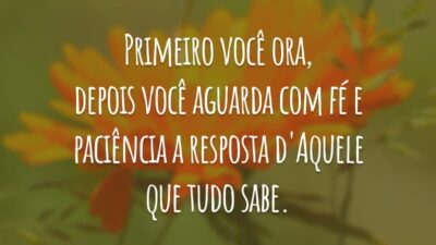 Primeiro você ora, depois você aguarda com fé e paciência a resposta d'Aquele que tudo sabe.