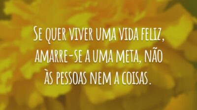 Se quer viver uma vida feliz, amarre-se a uma meta, não às pessoas nem a coisas.