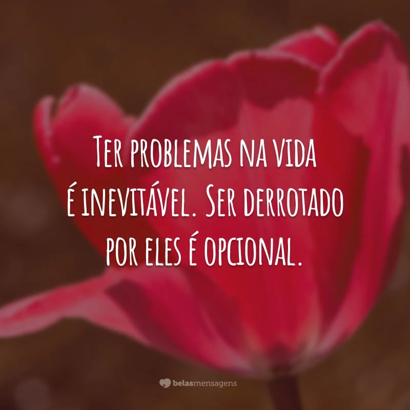 Ter problemas na vida é inevitável. Ser derrotado por eles é opcional.