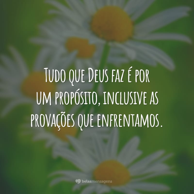 Tudo que Deus faz é por um propósito, inclusive as provações que enfrentamos.