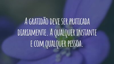 A gratidão deve ser praticada diariamente. A qualquer instante e com qualquer pessoa.
