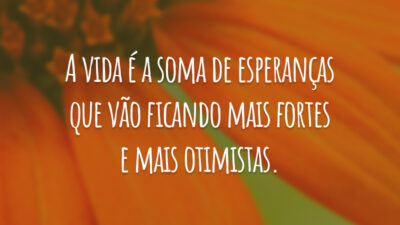 A vida é a soma de esperanças que vão ficando mais fortes e mais otimistas.
