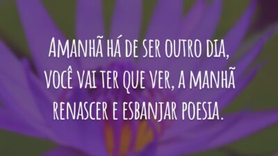 Amanhã há de ser outro dia, você vai ter que ver, a manhã renascer e esbanjar poesia.
