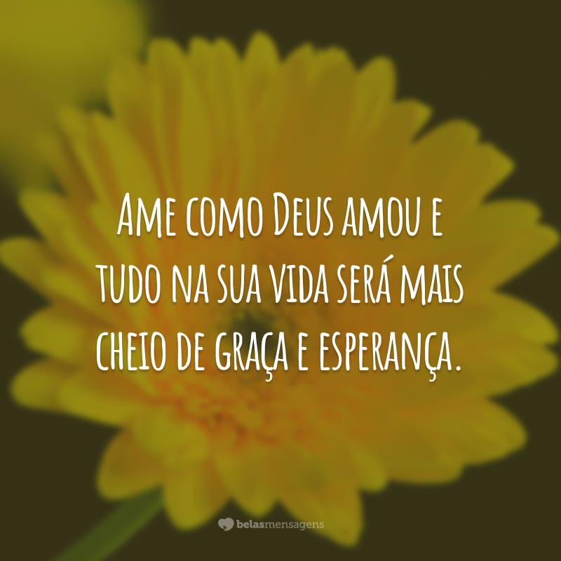 Ame como Deus amou e tudo na sua vida será mais cheio de graça e esperança.