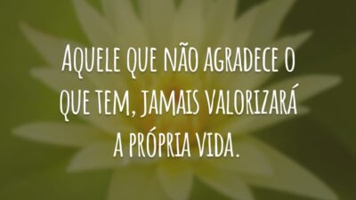 Aquele que não agradece o que tem, jamais valorizará a própria vida.