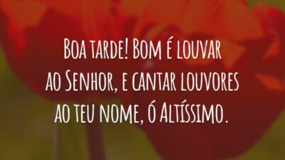 Boa tarde! Bom é louvar ao Senhor, e cantar louvores ao teu nome, ó Altíssimo.