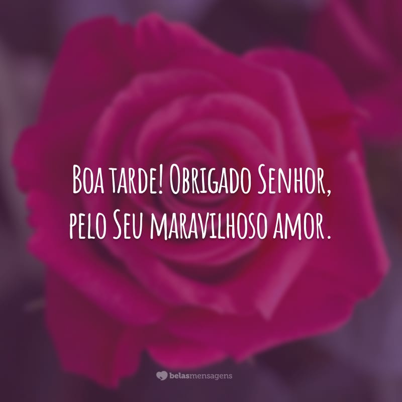 Boa tarde! Obrigado Senhor, pelo Seu maravilhoso amor.