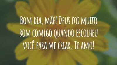 Bom dia, mãe! Deus foi muito bom comigo quando escolheu você para me criar. Te amo!