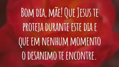 Bom dia, mãe! Que Jesus te proteja durante este dia e que em nenhum momento o desanimo te encontre.