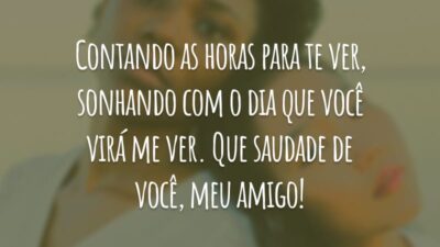 Contando as horas para te ver, sonhando com o dia que você virá me ver. Que saudade de você, meu amigo!