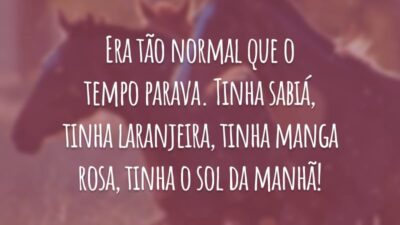 Era tão normal que o tempo parava. Tinha sabiá, tinha laranjeira, tinha manga rosa, tinha o sol da manhã!