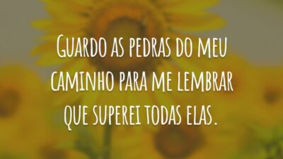 Guardo as pedras do meu caminho para me lembrar que superei todas elas.