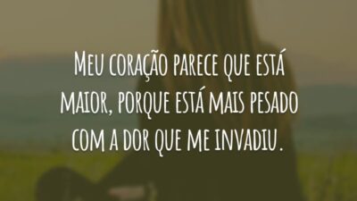 Meu coração parece que está maior, porque está mais pesado com a dor que me invadiu.