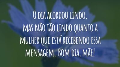 O dia acordou lindo, mas não tão lindo quanto a mulher que está recebendo essa mensagem. Bom dia, mãe!