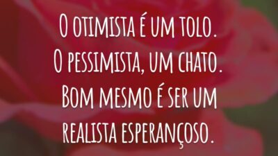 O otimista é um tolo. O pessimista, um chato. Bom mesmo é ser um realista esperançoso.