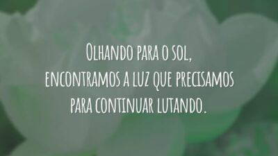 Olhando para o sol, encontramos a luz que precisamos para continuar lutando.