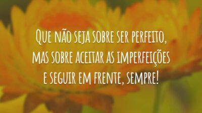 Que não seja sobre ser perfeito, mas sobre aceitar as imperfeições e seguir em frente, sempre!