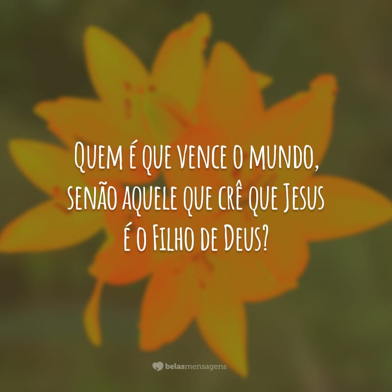 Quem é que vence o mundo, senão aquele que crê que Jesus é o Filho de Deus?