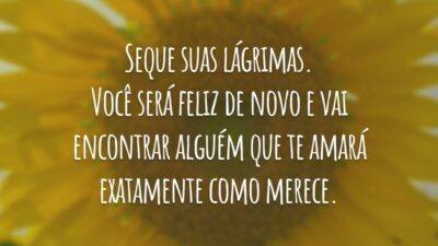 Seque suas lágrimas. Você será feliz de novo e vai encontrar alguém que te amará exatamente como merece.