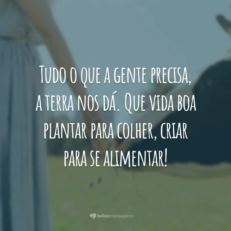 Tudo o que a gente precisa, a terra nos dá. Que vida boa plantar para colher, criar para se alimentar!