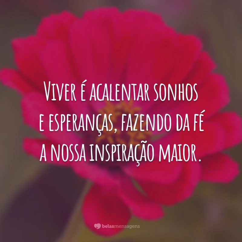 Viver é acalentar sonhos e esperanças, fazendo da fé a nossa inspiração maior.