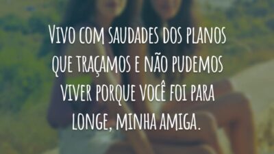 Vivo com saudades dos planos que traçamos e não pudemos viver porque você foi para longe, minha amiga.