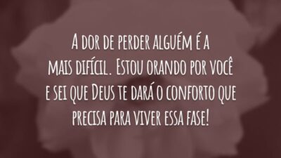 A dor de perder alguém é a mais difícil. Estou orando por você e sei que Deus te dará o conforto que precisa para viver essa fase!