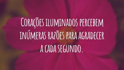 Corações iluminados percebem inúmeras razões para agradecer a cada segundo.