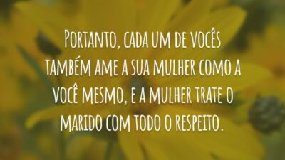 Portanto, cada um de vocês também ame a sua mulher como a você mesmo, e a mulher trate o marido com todo o respeito.