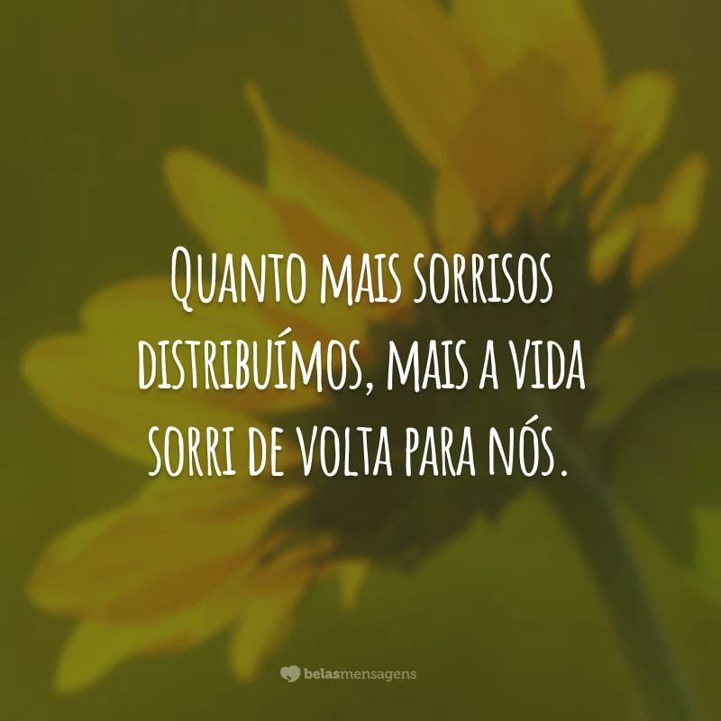 Quanto mais sorrisos distribuímos, mais a vida sorri de volta para nós.